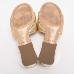مملوكة مسبق ًا Louis Vuitton Gold Leather Magnetic Mules Size 40
