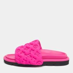 Pre Owned Louis Vuitton Pink Neoprene Pool Pillow Flat Sandals Size 40