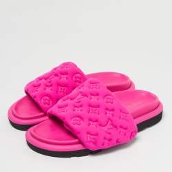 Pre Owned Louis Vuitton Pink Neoprene Pool Pillow Flat Sandals Size 40