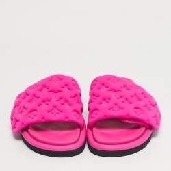 Pre Owned Louis Vuitton Pink Neoprene Pool Pillow Flat Sandals Size 40
