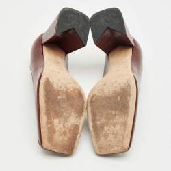 Pre Owned Louis Vuitton Burgundy Leather Block Heel Pumps Size 38