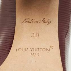 Pre Owned Louis Vuitton Burgundy Leather Block Heel Pumps Size 38