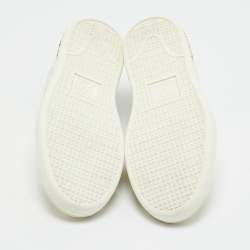 Pre Owned Louis Vuitton White/Blue Leather and Mesh Luxembourg Lace Up Sneakers Size 37