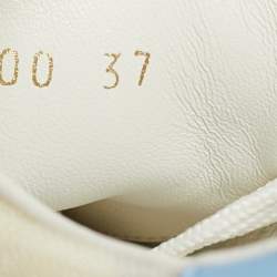 Pre Owned Louis Vuitton White/Blue Leather and Mesh Luxembourg Lace Up Sneakers Size 37