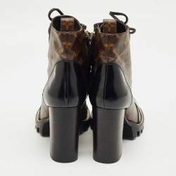 مملوكة مسبقًا Louis Vuitton Brown/Black Monogram Canvas and Patent Leather Star Trail Ankle Boot Size 38.5