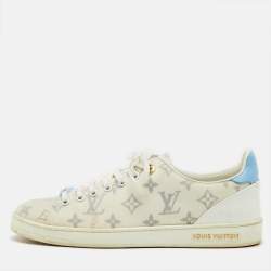 Pre Owned Louis Vuitton White/Blue Monogram Technical Mesh Frontrow Sneakers Size 39