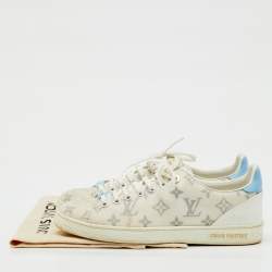 Pre Owned Louis Vuitton White/Blue Monogram Technical Mesh Frontrow Sneakers Size 39