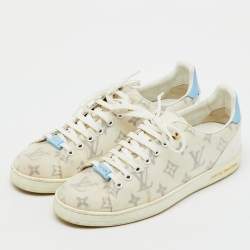 Pre Owned Louis Vuitton White/Blue Monogram Technical Mesh Frontrow Sneakers Size 39
