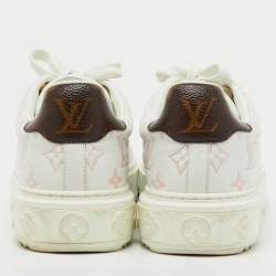 Pre Owned Louis Vuitton White Monogram Leather Time Out Sneakers Size 39