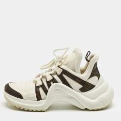 Pre Owned Louis Vuitton White Monogram Canvas and Leather Archlight Low Top Sneakers Size 39.5