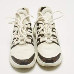 Pre Owned Louis Vuitton White Monogram Canvas and Leather Archlight Low Top Sneakers Size 39.5