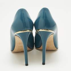 Pre Owned Louis Vuitton Blue Leather Eyeline Pointed Toe Pumps Size 39