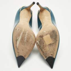 Pre Owned Louis Vuitton Blue Leather Eyeline Pointed Toe Pumps Size 39