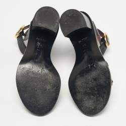 Pre Owned Louis Vuitton Black/Brown Monogram Canvas and Leather Passenger Ankle Strap Sandals Size 36