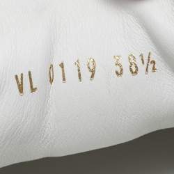 Pre Owned Louis Vuitton White/Brown Monogram Canvas And Leather Runaway Lace Up Sneakers Size 38.5