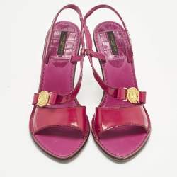 Pre Owned Louis Vuitton Pink Patent Leather Slingback Sandals Size 39.5