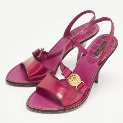 Pre Owned Louis Vuitton Pink Patent Leather Slingback Sandals Size 39.5
