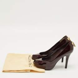 Pre Owned Louis Vuitton Burgundy Leather Oh Really! Peep Toe Pumps Size 37.5
