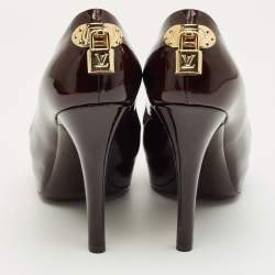 Pre Owned Louis Vuitton Burgundy Leather Oh Really! Peep Toe Pumps Size 37.5