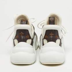 Pre Owned Louis Vuitton White Mesh and Monogram Canvas Archlight Sneakers Size 37