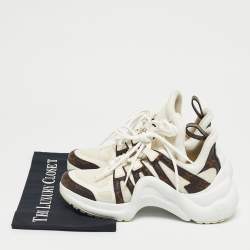 Pre Owned Louis Vuitton White Mesh and Monogram Canvas Archlight Sneakers Size 37