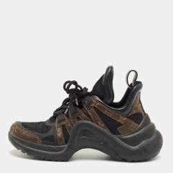 Pre Owned Louis Vuitton Black Mesh and Monogram Canvas Archlight Sneakers Size 39
