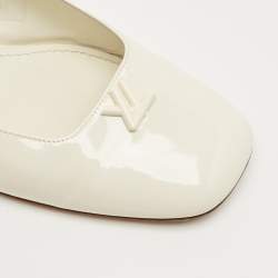 Pre Owned Louis Vuitton Cream Patent Leather Slingback Pumps Size 40