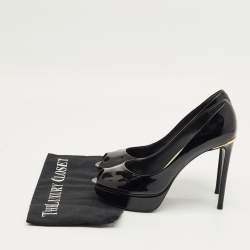 Pre Owned Louis Vuitton Black Patent Leather Eyeline Peep Toe Pumps Size 37.5