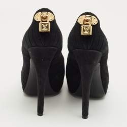 Pre Owned Louis Vuitton Black Suede Oh Really! Peep Toe Pumps Size 36.5