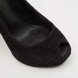 Pre Owned Louis Vuitton Black Suede Oh Really! Peep Toe Pumps Size 36.5