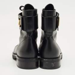 Pre Owned Louis Vuitton Black Leather Wonderland Ranger Combat Boots Size 38