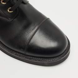 Pre Owned Louis Vuitton Black Leather Wonderland Ranger Combat Boots Size 38