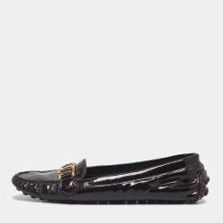 Pre Owned Louis Vuitton Burgundy Patent Leather Oxford Loafers Size 40