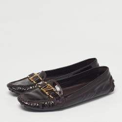 Pre Owned Louis Vuitton Burgundy Patent Leather Oxford Loafers Size 40