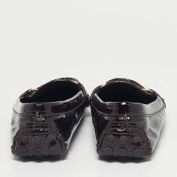 Pre Owned Louis Vuitton Burgundy Patent Leather Oxford Loafers Size 40