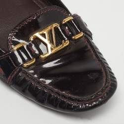 Pre Owned Louis Vuitton Burgundy Patent Leather Oxford Loafers Size 40