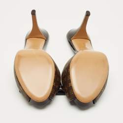 Pre Owned Louis Vuitton Brown Monogram Canvas And Patent Leather Malibu Slides Sandals Size 38