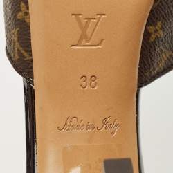 Pre Owned Louis Vuitton Brown Monogram Canvas And Patent Leather Malibu Slides Sandals Size 38