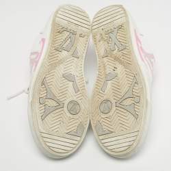 Pre Owned Louis Vuitton White/Pink Leather Charlie Low Top Sneakers Size 37