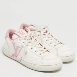 Pre Owned Louis Vuitton White/Pink Leather Charlie Low Top Sneakers Size 37