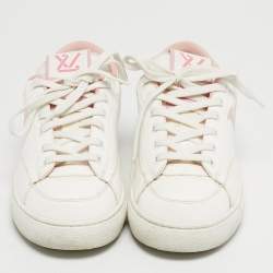 Pre Owned Louis Vuitton White/Pink Leather Charlie Low Top Sneakers Size 37