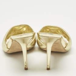 Pre Owned Louis Vuitton Gold Monogram Leather Revival Slide Sandals Size 39