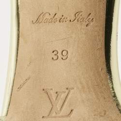 Pre Owned Louis Vuitton Gold Monogram Leather Revival Slide Sandals Size 39