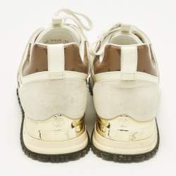 Pre Owned Louis Vuitton White Monogram Canvas and Mesh Run Away Lace Up Sneakers Size 36