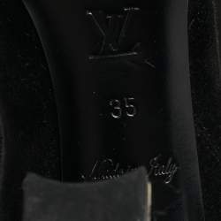 Pre Owned Louis Vuitton Black Suede Knee Length Boots Size 35
