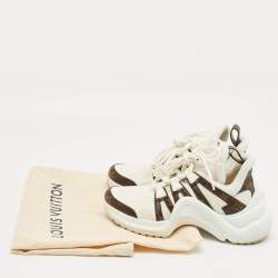 Pre Owned Louis Vuitton White Mesh and Monogram Canvas Archlight Sneakers Size 37