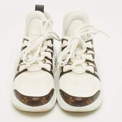 Pre Owned Louis Vuitton White Mesh and Monogram Canvas Archlight Sneakers Size 37
