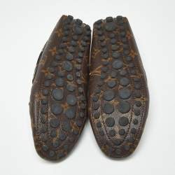 Pre Owned Louis Vuitton Brown Monogram Canvas and Leather Gloria Loafers Size 37