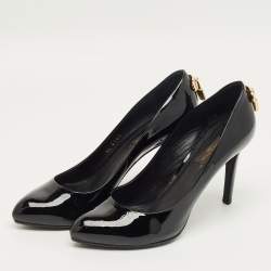 Pre Owned Louis Vuitton Black Patent Leather Lock It Pumps Size 36.5