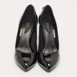 Pre Owned Louis Vuitton Black Patent Leather Lock It Pumps Size 36.5